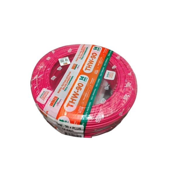 CONDUCTOR ELECTRICO ESTRIADO 750V PVC 14AWG ROJO THW-90 + PLUS